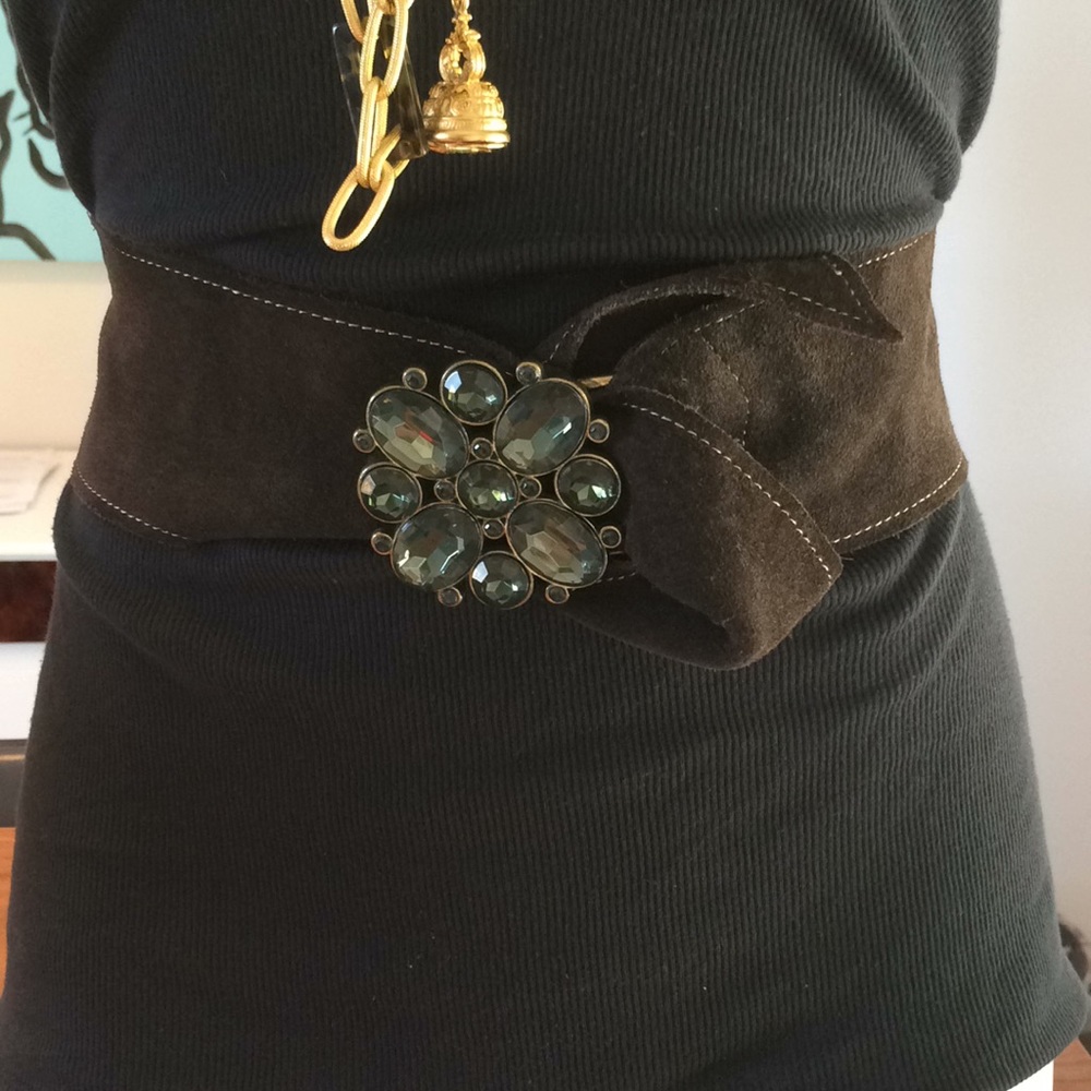 Wide brown suede belt with fantastic buckle